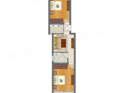 2室1厅 70.11平米户型图