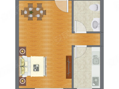1室0厅 32.36平米户型图