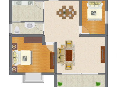 2室1厅 89.11平米户型图