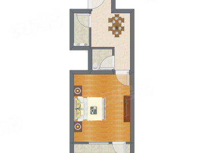 1室1厅 42.73平米户型图