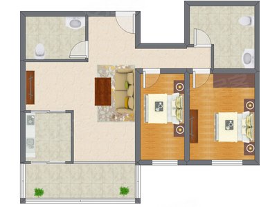 3室1厅 105.00平米