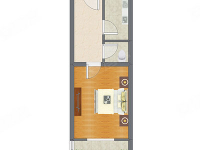 1室1厅 38.75平米