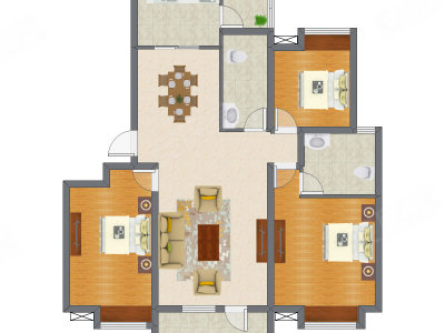 3室2厅 127.58平米户型图