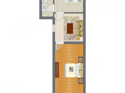 1室1厅 50.03平米户型图
