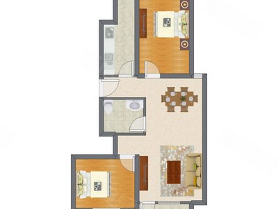 2室2厅 89.67平米