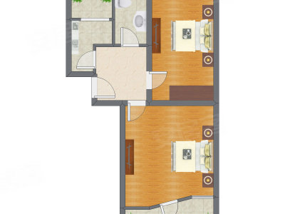 2室1厅 65.80平米