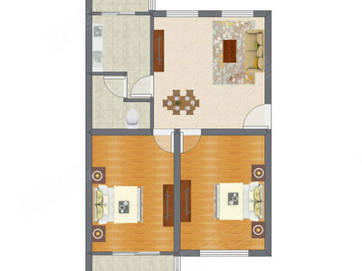 2室2厅 83.74平米户型图