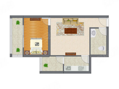 1室1厅 44.79平米