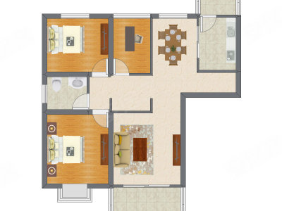 3室2厅 104.25平米户型图
