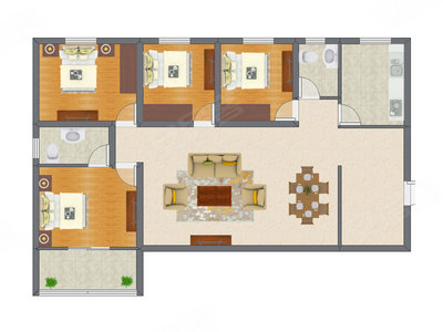 4室1厅 107.99平米