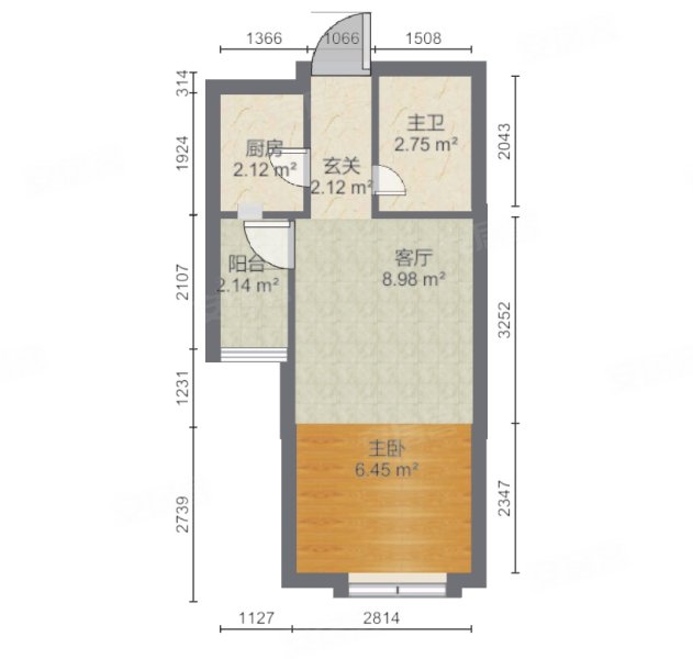 幸福大街北区(肥西)1室1厅1卫30.94㎡南28.5万