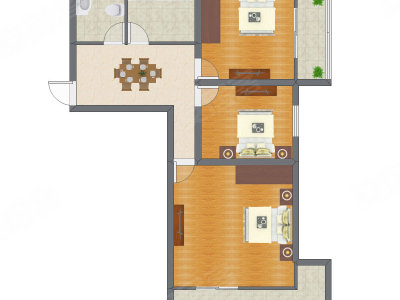3室1厅 76.03平米