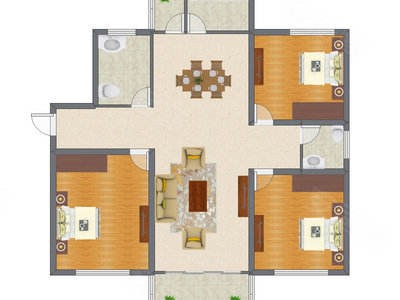 3室2厅 124.49平米户型图