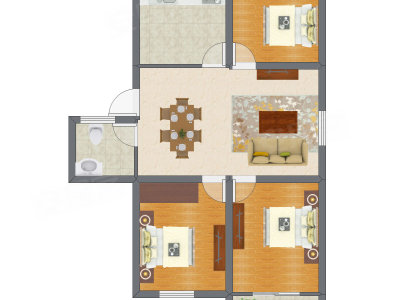 3室1厅 65.81平米