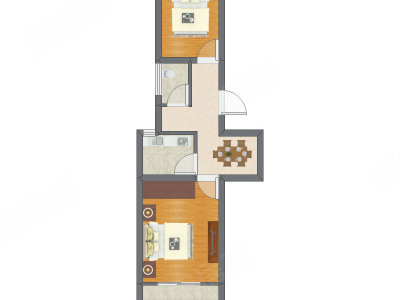 2室1厅 31.45平米户型图