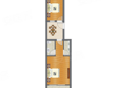 2室1厅 40.88平米