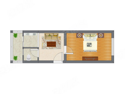 1室1厅 41.23平米户型图