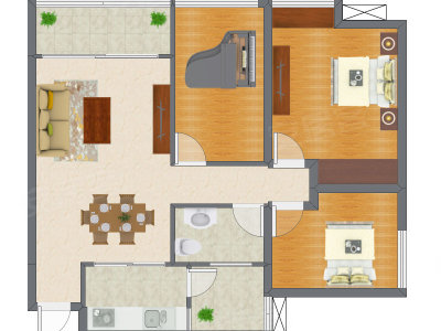 2室2厅 99.74平米
