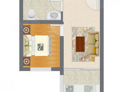 1室1厅 40.80平米户型图