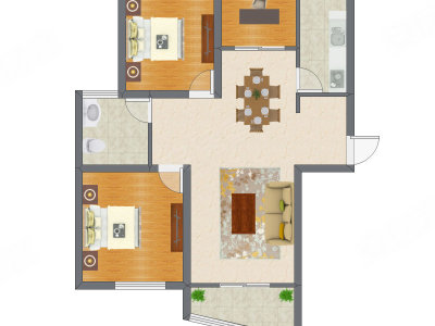 3室2厅 100.29平米