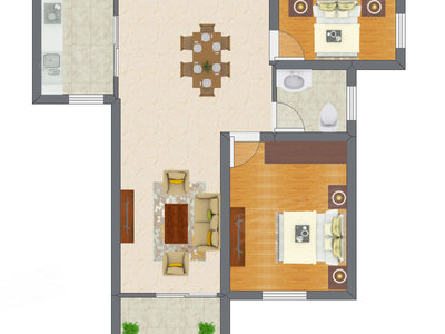 2室2厅 54.05平米户型图