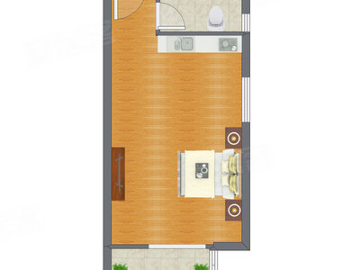 1室0厅 50.34平米户型图