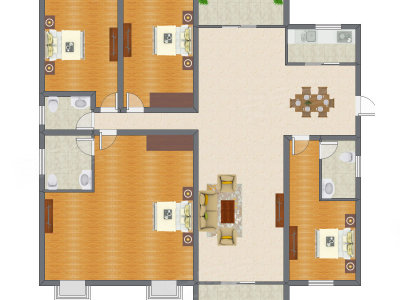 4室1厅 206.40平米