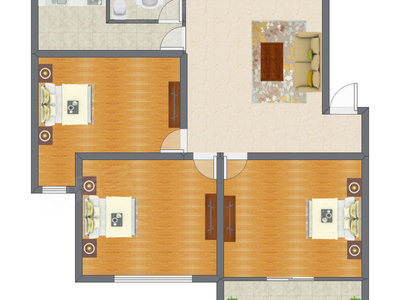 3室1厅 101.00平米