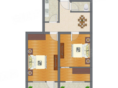 2室1厅 106.34平米户型图
