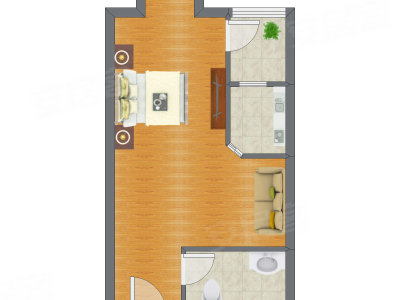 1室0厅 53.60平米户型图