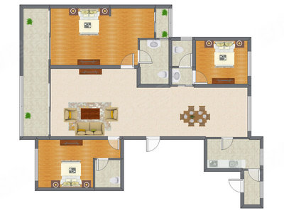 3室2厅 209.00平米户型图