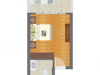 1室0厅 21.14平米户型图