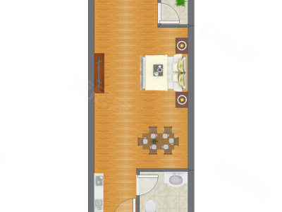 1室0厅 50.45平米户型图