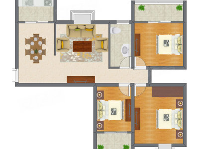 3室2厅 76.47平米