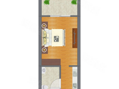 1室1厅 20.02平米户型图