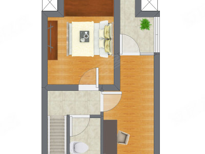 2室2厅 38.80平米户型图
