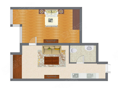 1室1厅 84.38平米户型图