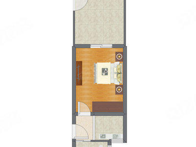 1室1厅 32.89平米户型图