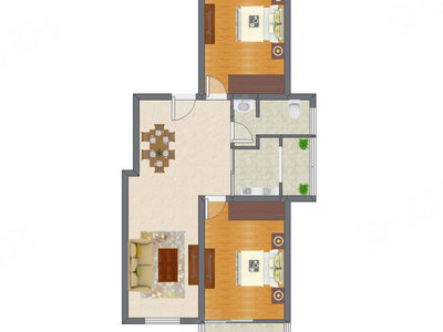 2室2厅 99.87平米户型图