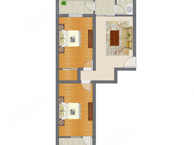 2室2厅 82.89平米户型图
