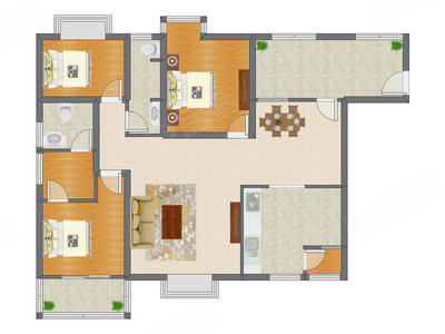 3室2厅 156.10平米