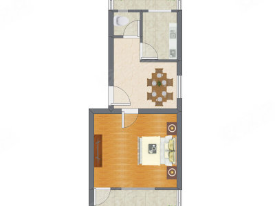 1室1厅 59.47平米户型图