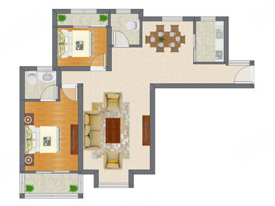 2室2厅 95.81平米户型图