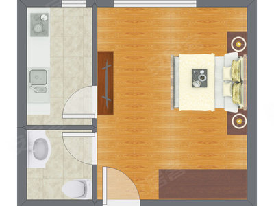 1室0厅 25.22平米户型图