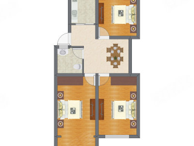 3室1厅 76.60平米