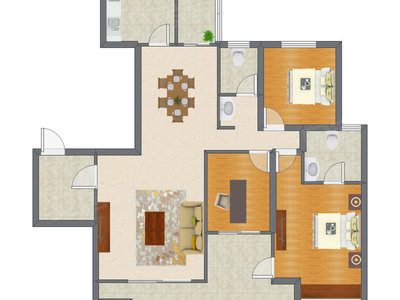 3室2厅 104.64平米