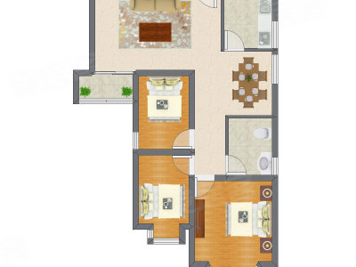 3室2厅 93.22平米户型图