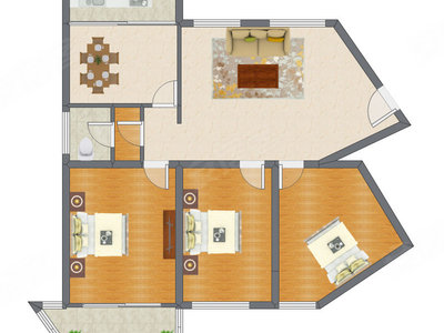 3室2厅 135.64平米户型图