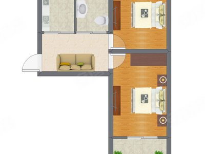 2室1厅 51.00平米
