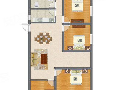 3室2厅 125.61平米户型图